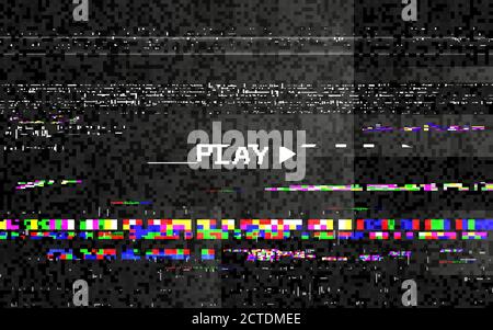 Glitch play with vhs effect. Color digital distortions. Random elements in motion. Futuristic dynamic effect. Video problem concept. TV screen. Vector Stock Vector