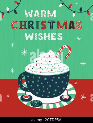 Warm Christmas wishes typography vector poster Stock Vector