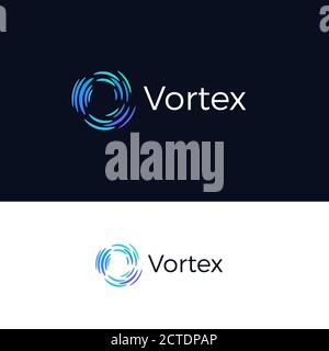 Dynamic spinning circle, logo template for businesses and startups. Abstract logo with blue vortex, twisting logo, twisting letter O, tornado vector Stock Vector