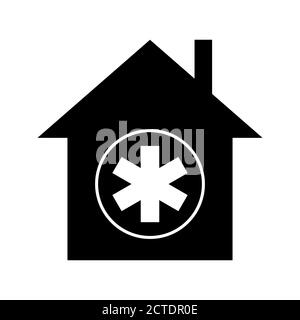 House with star of life symbol, minimalist vector illustration symbol Stock Vector
