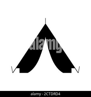 Camping tent with open front icon, minimalist vector illustration symbol Stock Vector