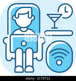 Lounge car blue RGB color icon Stock Vector