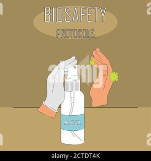 Biosafety protocols poster. Make use of alcohol - Vector Stock Vector