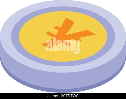 Yen token icon, isometric style Stock Vector