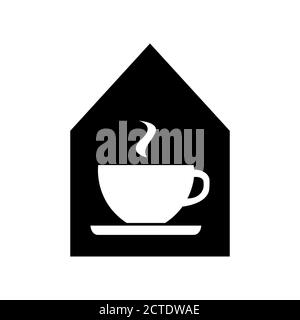 Coffee room in café icon, cup in house, minimalist vector illustration symbol Stock Vector