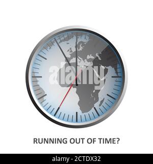 Gray world as a clock, symbol for running out of time, vector illustration design Stock Vector