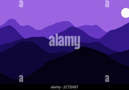 Mountains in the haze at sunset - Vector illustration Stock Vector