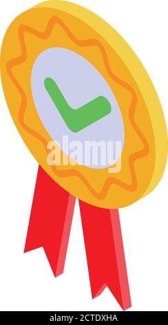 Quality assurance emblem icon, isometric style Stock Vector