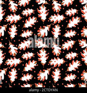 Autumn themed seamless pattern, acorns and oak leaves and chestnuts. Stock Vector