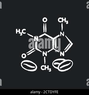 Caffeine chalk white icon on black background Stock Vector