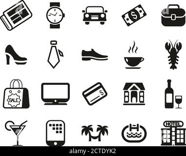 Adult Life Icons Black & White Set Big Stock Vector