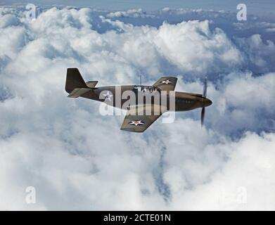 North American's P-51 Mustang Fighter is in service with Britain's Royal Air Force, N[orth] A[merican] Aviation, Inc., Inglewood, Calif. - October 1942 Stock Photo