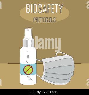 Biosafety protocols poster. Make use of alcohol - Vector Stock Vector