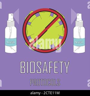 Biosafety protocols poster. Make use of alcohol - Vector Stock Vector