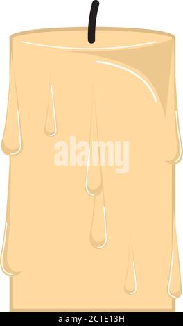 Isolated melted candle. House vintage decoration - Vector Stock Vector