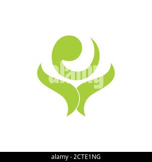 letter e green plant flower spiral logo vector Stock Vector