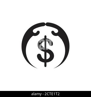 money hand care symbol logo vector Stock Vector