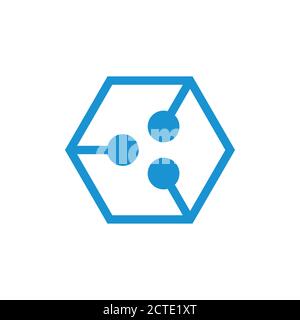 hexagonal line dots abstract logo vector Stock Vector