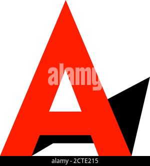 Red Letter A with black shadow like arrow up, logo concept for business and startup, vector template. Stock Vector
