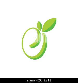 letter e 3d leaf circle ribbon logo vector Stock Vector