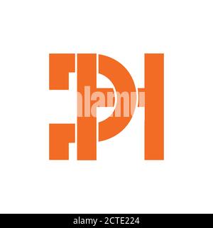 letter ph simple linked geometric logo vector Stock Vector