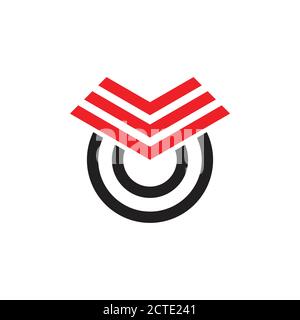 stripes arrow motion circle geometric logo vector Stock Vector