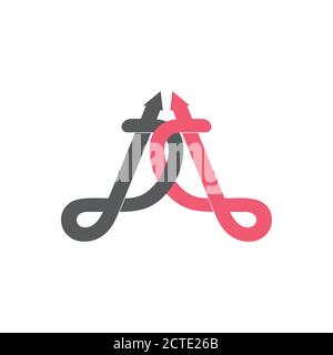 letter dd arrow linked curves lines art logo vector Stock Vector