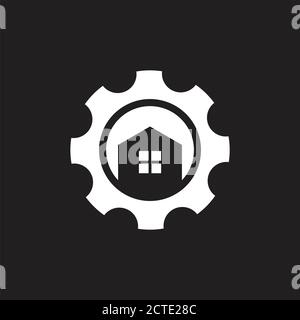 home cog machine adjustable wrench logo vector Stock Vector