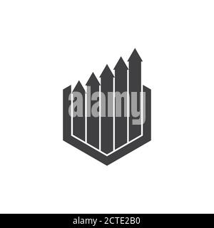 hexagonal arrow up geometric chart symbol logo vector Stock Vector