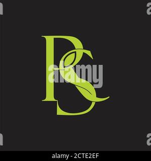letters rs green leaf simple linked logo vector Stock Vector