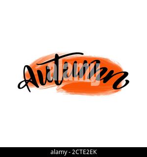 Autumn lettering wrote by brush. Autumn calligraphy. Stock Vector