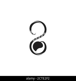 number 2 curves geometric leaf logo vector Stock Vector