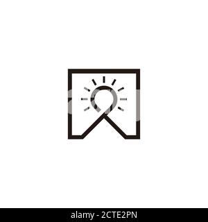 mountain sun symbol geometric line icon logo vector Stock Vector