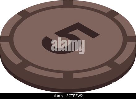 Brown token icon, isometric style Stock Vector