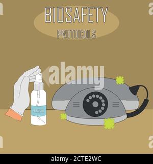 Biosafety protocols poster. Make use of alcohol - Vector Stock Vector