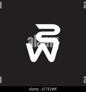 letter 2w simple linked lines art logo vector Stock Vector