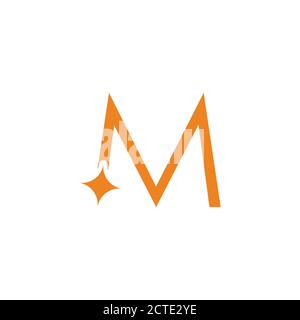 letter m golden star simple geometric line logo vector Stock Vector