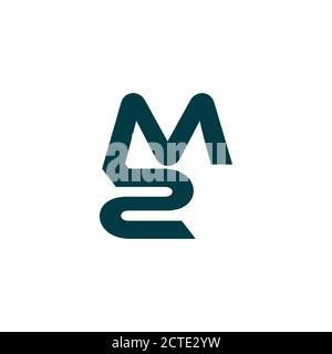 letter m2 simple linked lines art logo vector Stock Vector