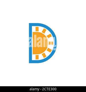 letter d simple geometric sun rays design logo vector Stock Vector