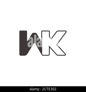 letter wk simple linked geometric logo vector Stock Vector