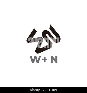 abstract letter wn simple linked geometric line emblem logo vector Stock Vector