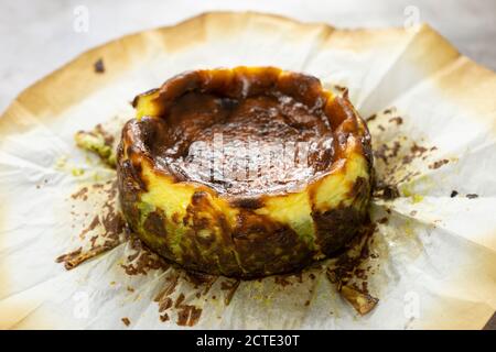 Matcha basque burnt cheesecake Stock Photo