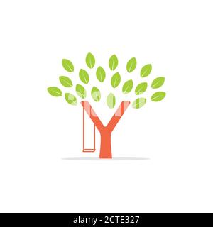 letter y play ground tree logo vector Stock Vector