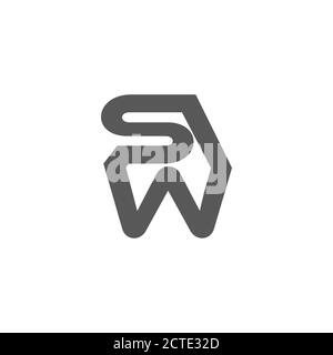 letter sw infinity geometric line symbol logo vector Stock Vector