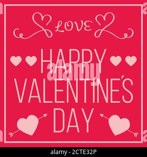 Vector Happy Valentines Day Vintage Card With Lettering.. Stock Vector