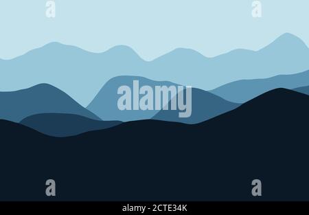 Mountains in the haze at sunset - Vector illustration Stock Vector