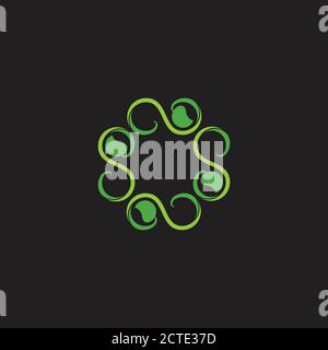 simple leaf swirl loop curves geometric design decoration vector Stock Vector