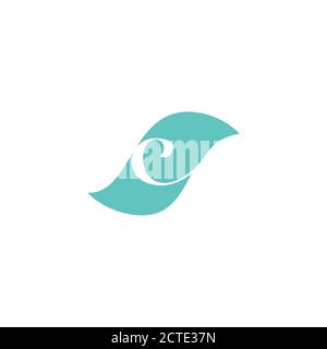 letter c curves blue wavy shape symbol logo vector Stock Vector