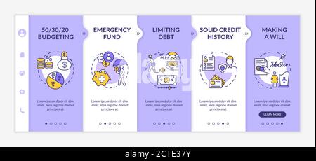 Best savings strategies onboarding vector template Stock Vector