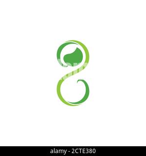 number 2 curves geometric leaf logo vector Stock Vector